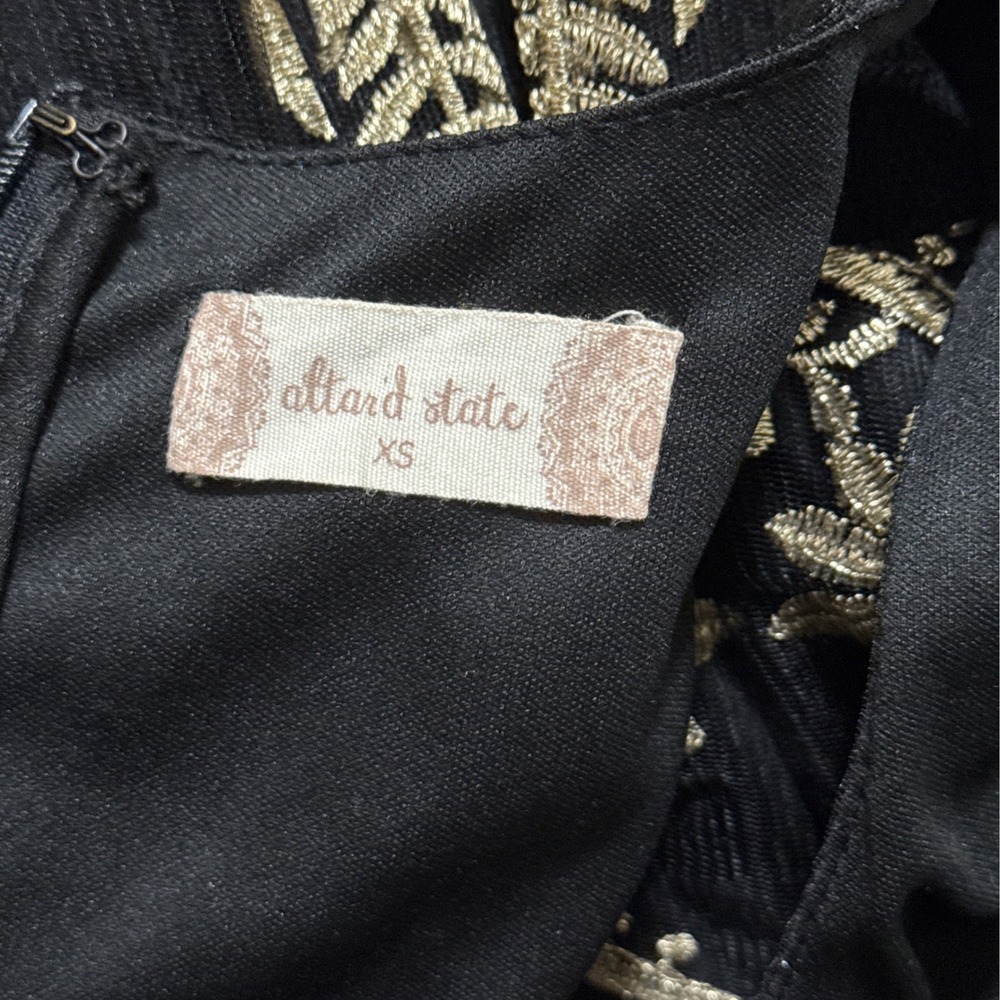 Alter'd State Junia Fit & Flare Dress Size XS Black Gold Embroidery - Picture 7 of 8